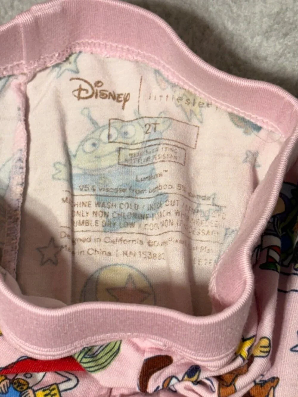 Little Sleepies Toy Story Pals 2T Pajama Set Pink Two Piece Disney Pixar